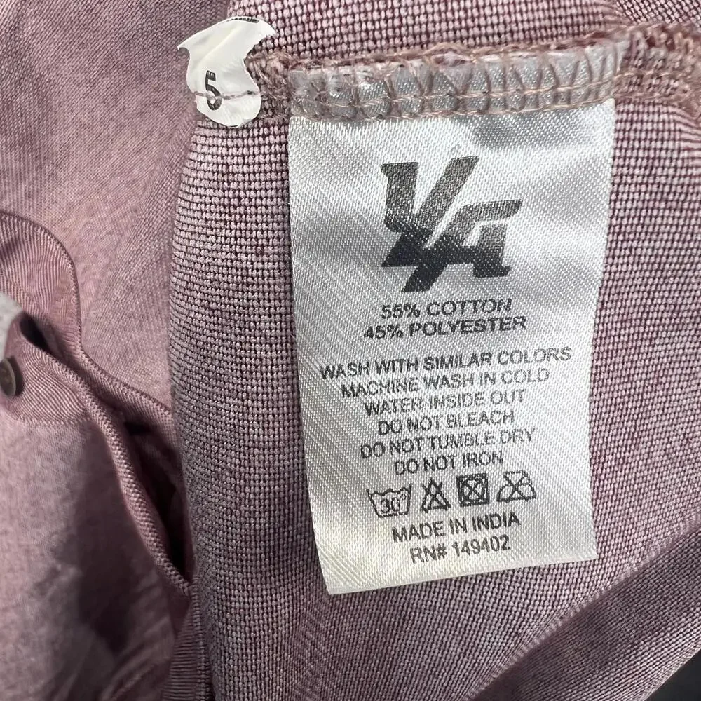YoungLA Shirt Mens M Heather Burgundy Button Up Long‎ Sleeve Stretch Cotton